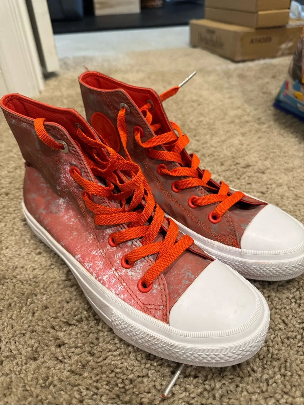 Converse High-Top Sneakers in Red and White
